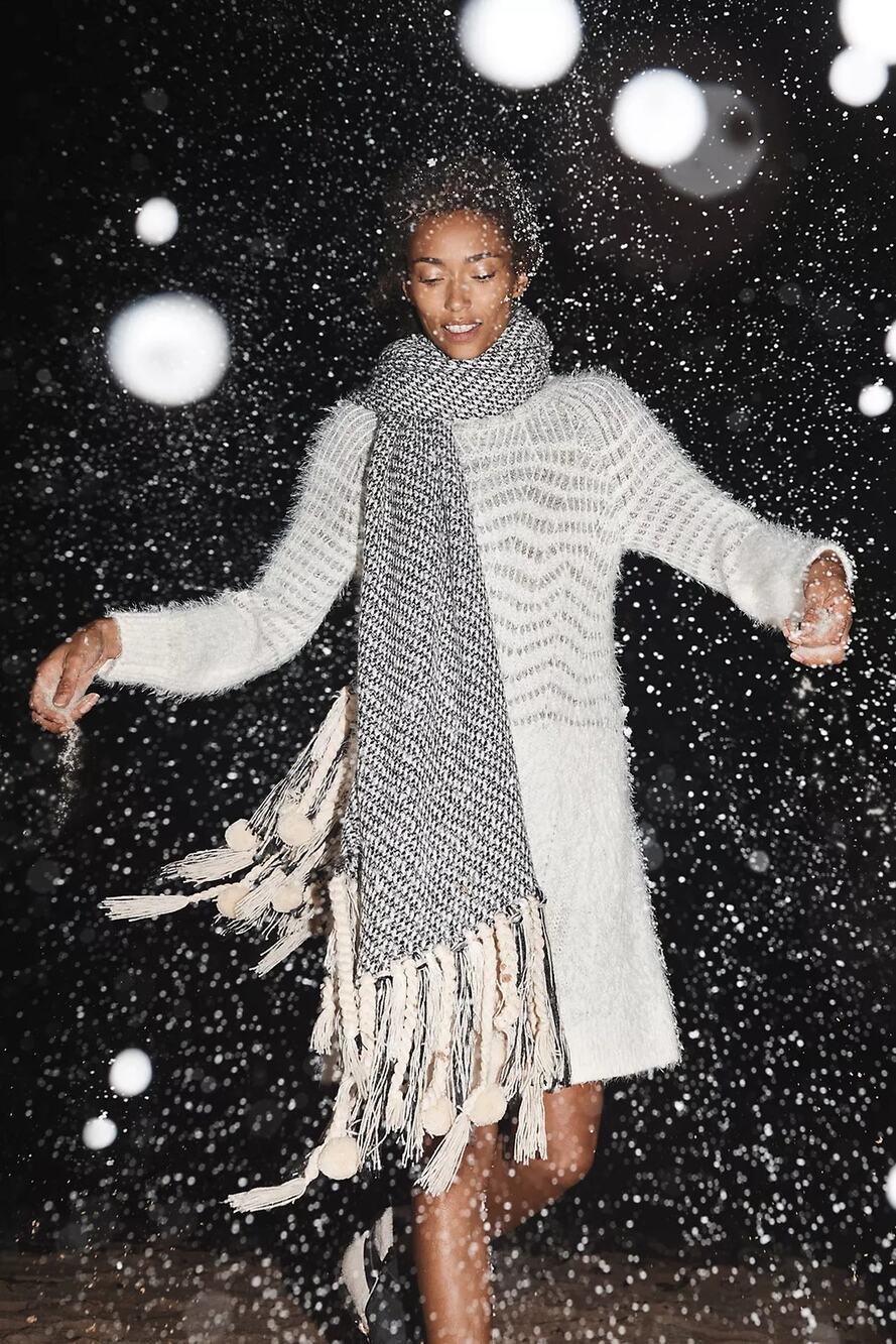 New Anthropologie Sleeping on Snow Eyelash Sweater Dress $148 X-LARGE GRAY